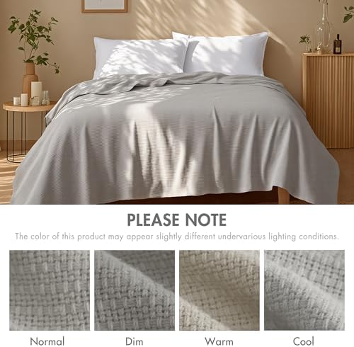 Madison Park 100% Cotton Breathable King Size Blanket for Bed, Grey - Image 6