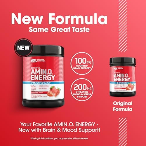 Optimum Nutrition Amino Energy Powder Plus Focus, Strawberry Burst, 21 Oz - Image 4