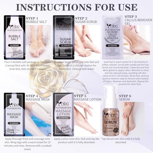 Pedicure Foot Soak Set - Upgraded 6 in 1 Foot Spa, Foot Bath Spa, Pedicure Kit, Foot Soak for Tired & Dry Cracked Feet, Athletes Feet, Bad Odor, Softens Calluses,Golden Petals - Image 5