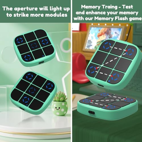 KOQQQ Rechargeable Tic-Tac-Toe Bolt Game, Upgraded 4-in-1 Handheld Puzzle Console, Electronic Educational Memory Game, Portable Travel Car Ride Board Games for Kids Adults (Cyan) - Image 5