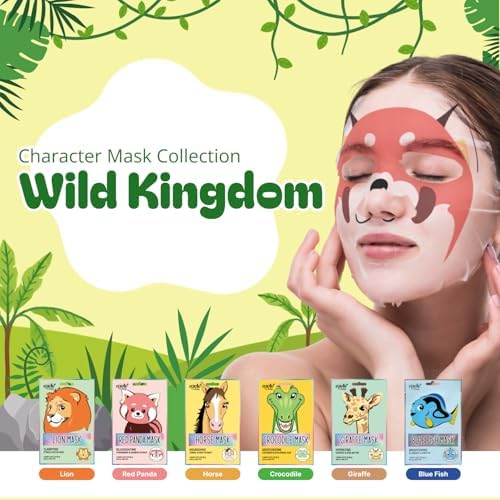 Epielle Character Face Mask Wild Kingdom 12 Pack, Fun & Effective Korean Skin Care, Spa Party Favors, Birthday Gifts for Women, Self Care Gifts - Image 2