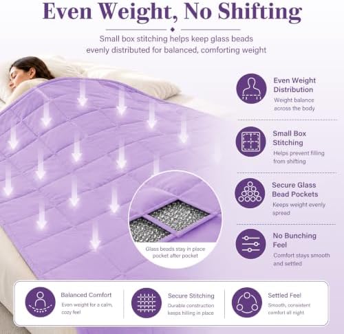 L'AGRATY Weighted Blanket - 48"x72" 15lbs Cooling Breathable Heavy Blanket with Glass Beads for Adult All-Season - Image 5