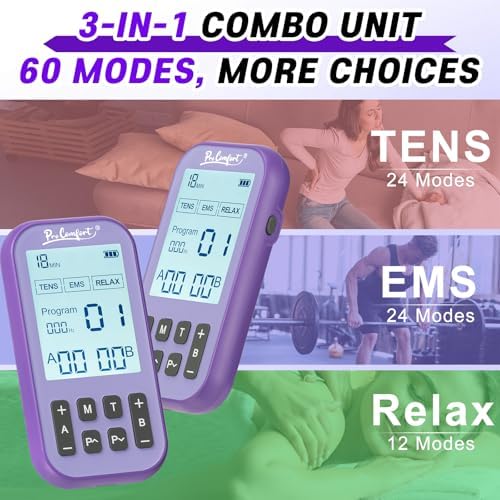 3-in-1 TENS Unit Muscle Stimulator 60 Modes Machine Dual Channel Rechargeable EMS Unit Massager with 10 Pads Electronic Massager for Pain Relief, Back, Sciatica, Neck, Shoulder, Hip, Elbow, Muscle - Image 2