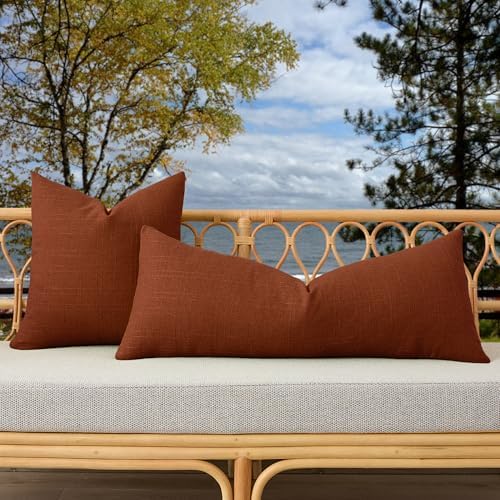 Kevin Textile Outdoor Waterproof 14”x36” Pillow Cover 1 Pack, Burnt Orange - Image 5