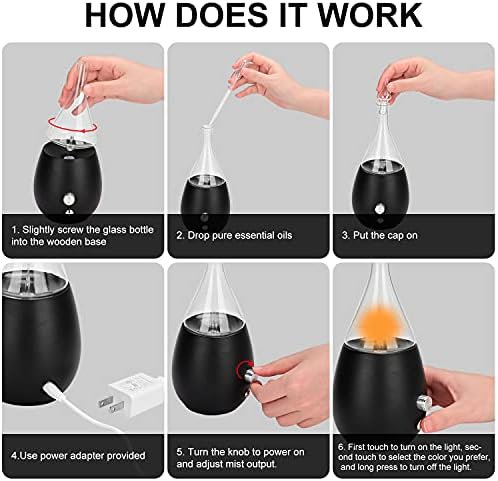 Lychee Essential Oil Diffuser Humidifiers, 7 Colors Light Setting, Quiet Diffuser, Small Aromatherapy Diffuser with Wood Grain Base for Home Bedroom Office Yoga Nice Gift - Image 3