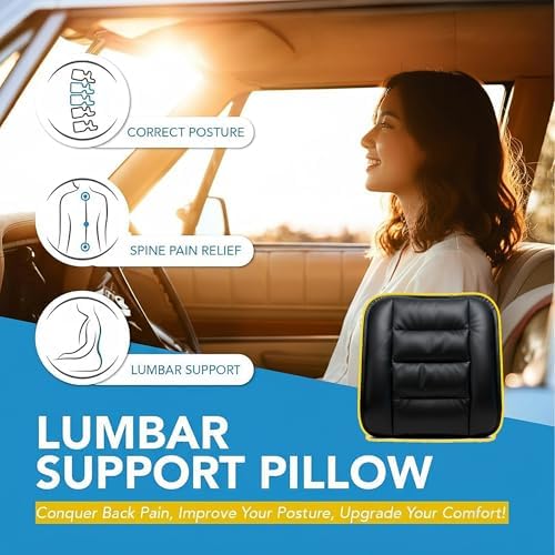 CORRIDOR Genuine Leather Seat Cushion for Car - Handmade - Relieve Hip, Pressure and Sciatica Pain - Ideal for Lower Back Pain - for Office Chair and Car Seat (Premium Black, Backrest) - Image 3