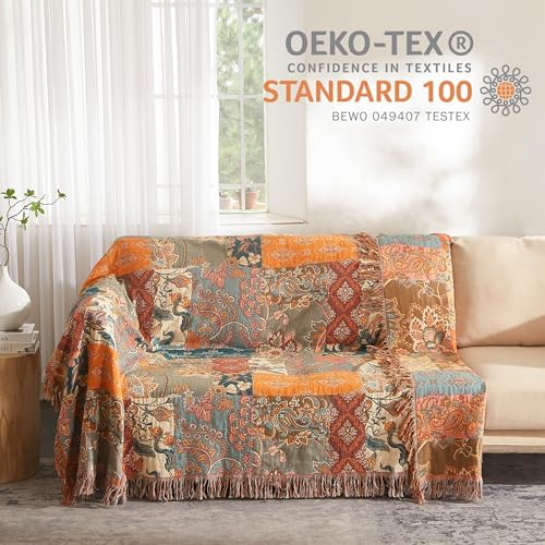 Boho Throw Blanket for Bed 60”x80”, 100% Cotton Blanket for Couch Sofa - Image 5