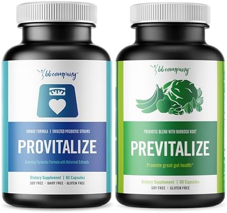 BB Company Slim Gut Bundle | Menopause Prebiotics and Probiotics for Women | Gut Vitamins for Digestive Health | Supports Joint Health & Sexy Midsection | Provitalize & Previtalize | 30 Day Supply by BBCompany