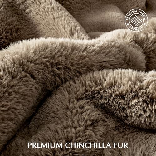 EVERGRACEHOME Faux Chinchilla Fur Throw Blanket, 60"x80", Tawny Mink - Image 3