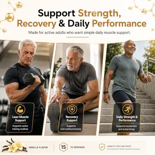 Muscle Support Protein Powder, Vanilla Flavor, High Protein Formula with Whey Protein Hydrolysate, L-Leucine, HMB, B12, Chromium & Rosemary Extract, 8.81 oz 15 Servings - Image 4
