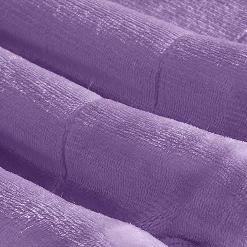 Elegant Comfort Ultra Soft Reversible Flannel Sherpa Blanket - Cozy Silky Fleece Throw for Couch, Bed - Plush Fuzzy Warm Winter Blanket for Gift, Full, Lilac - Image 7