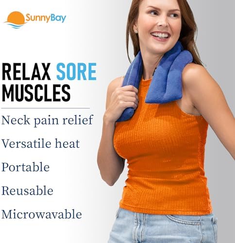 SunnyBay Microwavable Heating Pad, Neck and Shoulder Wrap, 26x4 inch, Sky - Image 3