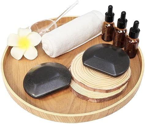 Master Massage 2-Piece Large Three Quarter Round Circle Circular Contour Hot Stones Set - Trigger Point and Acupressure Tools-Black Basalt Lava Rock Massage Tool Stones for Stone Massage - Large Size - Image 3