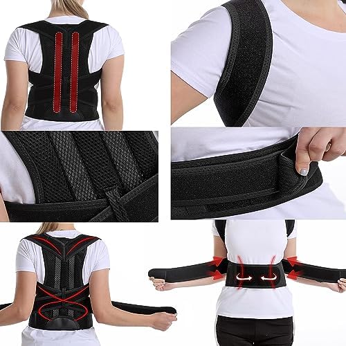 Posture Corrector for Women and Men, Adjustable Back Straightener Posture Corrector,Upper Lower Back Brace Support Belt for Men Women Body Neck Shoulder Trainer (S, Black) - Image 5