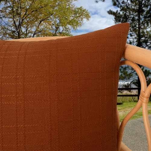 Kevin Textile Outdoor Waterproof 12”x20” Pillow Covers 2 Pack, Burnt Orange - Image 3