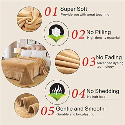 Polar Fleece Throw Blankets Travel Size for The Bed Extra Soft Brush Fabric Super Warm Sofa Throw Blanket 50" x 61"(Camel Travel) - Image 4