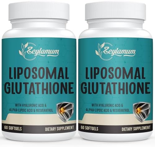 Zeylamum 2400 MG Liposomal Glutathione Softgels, Max Absorption, Active Form L-Glutathione Reduced (GSH), with Hyaluronic Acid, Resveratrol, Master Antioxidants for Brain, Immune System, 120 Softgels by Zeylamum