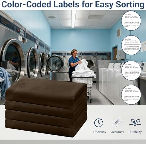 Bulk King Flat Sheets Only, 6 Pack Quick Sort Top Bed Sheet, Color-Coded Label Threads, Wrinkle-Free Shrinkage Durable Microfiber Hotel Motel Airb&bs Essentials for Hosts (105"x102",Brown) - Image 4