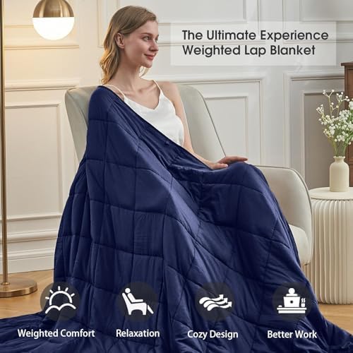 Weighted Blanket for Adults 25lbs, 88"x104", Cal King Cooling Heavy Throw Blanket for 220-280lbs, Microfiber Soft Big Blankets Weighted Comforter, Navy - Image 4