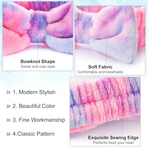 Wteehn 6pcs Headband and Wristband for Face Washing, Makeup Spa Skincare Headband, Skin Care Face Wash Headbands Wrist Bands Tools Set, for Women and Teen Girls Gifts - Image 4