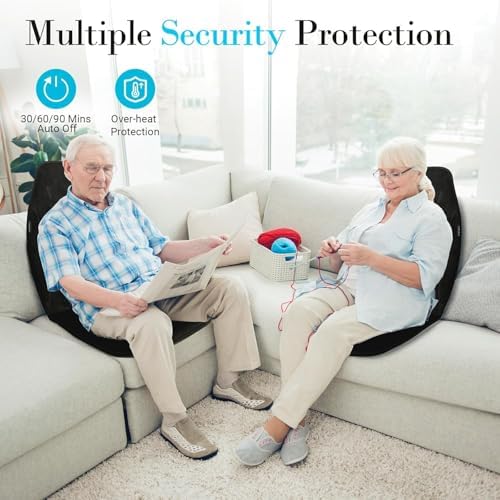 Back Massager with Heat, Massage Chair Pad with 5 Vibrating Modes, 2 Heat Levels Electric Massage Seat Cushion, Massage Pad for Back Pain Relief, Birthday Gifts for Men Husband Him Dad Mom Her - Image 4