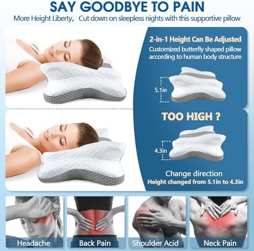 CHxxy Memory Foam Pillows, Cervical Pillow for Neck & Shoulder Pain Relief - Image 2