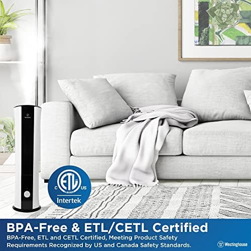 Westinghouse 28-inch Cool Mist Ultrasonic Tower Humidifier, 6L Top Fill Air Humidifier with Essential Oil Diffuser, Adjustable Mist Volume for Large Bedrooms - Image 2