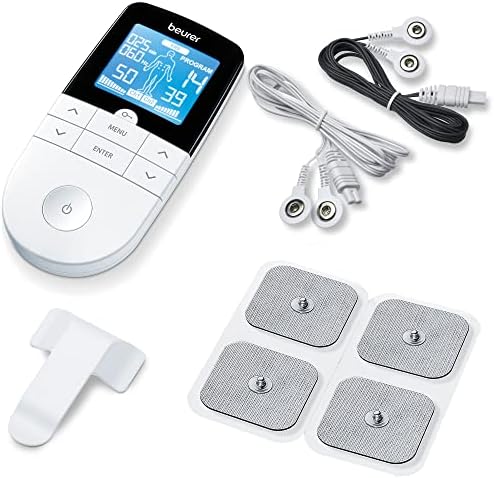 Beurer EM49 Digital TENS & EMS Device for Pain Relief and Muscle Stimulation, 15 TENS Programs, 35 EMS Programs, 2 Adjustable Channels with 4 Self-Adhesive Electrodes by BeurerNorthAmerica