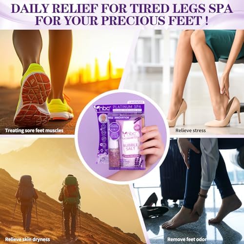 Pedicure Kit Foot Soak Set: Bubble Salt, Sugar Scrub, Massage Mask, Massage Lotion in a Box, 4 Step Foot Spa Kit for Dry Feet,Tired Feet(Lavender) - Image 5