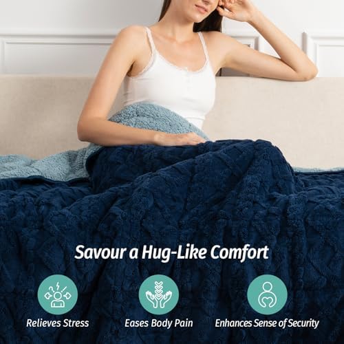 Wemore Soft Weighted Blankets for Adults Queen 60" x 80" 15 lbs Navy Blue - Image 4