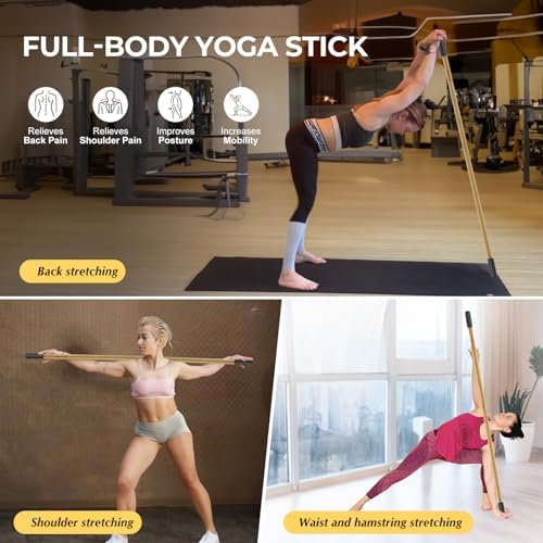 Bamboo Yoga Stick, 58.5-Inch Stretching Stick for Exercise - Image 3