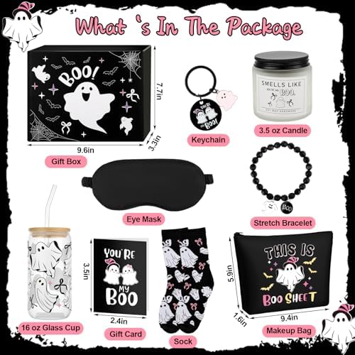 9 Pcs Boo Basket Stuffers for Women Black Halloween Spooky Gift Box - Image 2