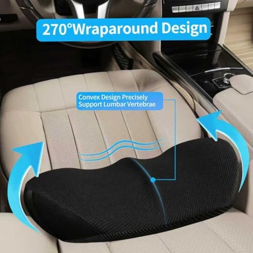 2 Pack Lumbar Support Pillow,Memory Foam Back Cushion for Office Chair,Car Seat,Travel,Ergonomic Posture Corrector for Lower Back Pain Relief,Black - Image 4