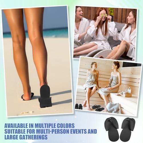 JaGely Disposable Pedicure Slippers Bulk Black EVA Flip Flops - Image 6