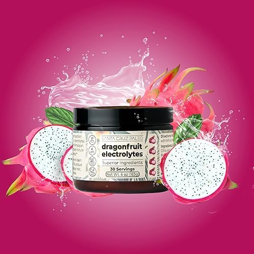 Santa Cruz Paleo Electrolyte Powder, Dragon Fruit Flavor, Sugar Free Hydration Drink Mix with Himalayan Pink Salt, Sea Salt, Magnesium Glycinate, Potassium Chloride, Sweetened with Stevia, 30 Servings - Image 2