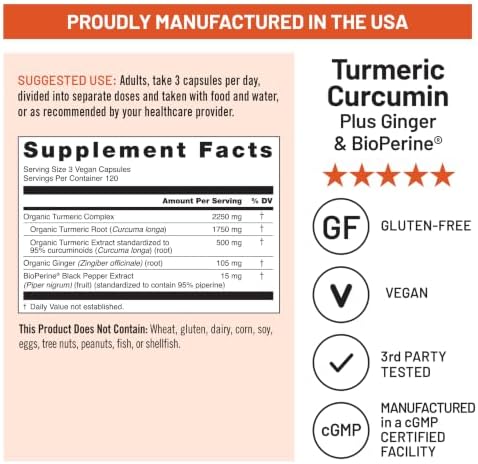 NatureWise Turmeric Curcumin 2250mg Supplement with BioPerine, 360 Capsules - Image 5