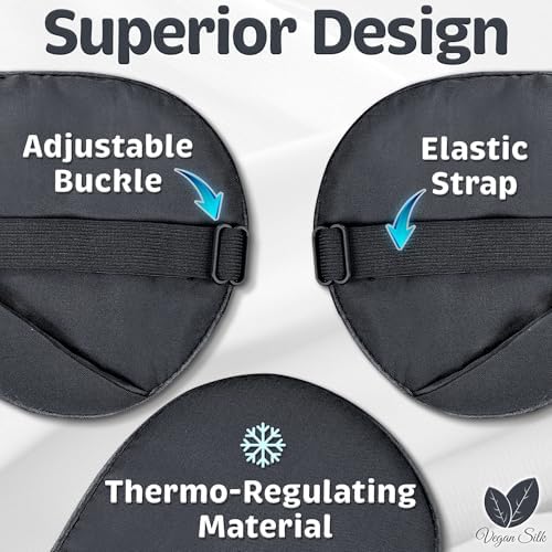 Sleep Mask - Black, 100% Tencel Derived from Natural Wood Pulp - Lightweight Eye Mask with Adjustable Strap - Blackout Blindfold for Women & Men - Comfortable Light Blocking Eye Cover - Image 3