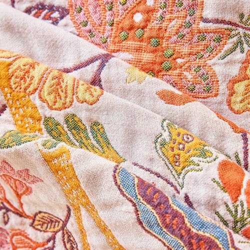 VANJOROY Boho Throw Blanket for Bed Couch 50" x 60", 100% Organic Cotton Skin-Friendly Ultra Soft Quilt Throw - Floral Rustic Living Room Decor Luxury Reversible Blanket for Sofa Chair and Gift - Image 6