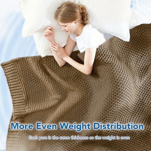 Topcee Knitted Weighted Blanket - 60"x80" 20lbs Queen Size Cooling Chunky Knit Heavy Blanket for Adults Cable Yarn Knit Decorative No Beads Soft Cozy and Cooling Weighted Throw Machine Washable - Image 5