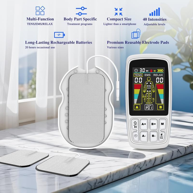 Dual Channel TENS EMS Unit 24 Modes 40 Intensities Muscle Stimulator for Pain Relief Therapy - Image 5