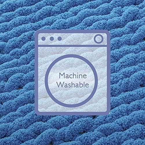 Bigacogo Chunky Knit Throw Blanket for Couch, 40x80 inches, Bright Blue - Image 6