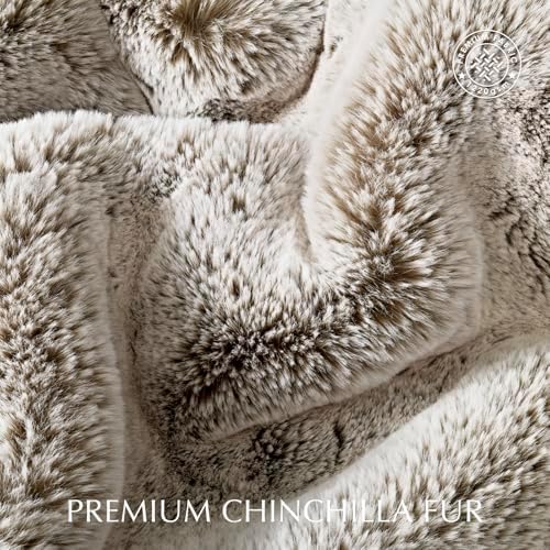 EVERGRACEHOME Faux Chinchilla Fur Throw Blanket, 60"x80", Champagne Fawn - Image 3