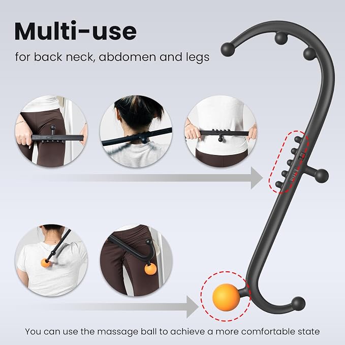LiBa Trigger Point Massage Tool 11-Node, Collapsible S/C Curve - Image 9