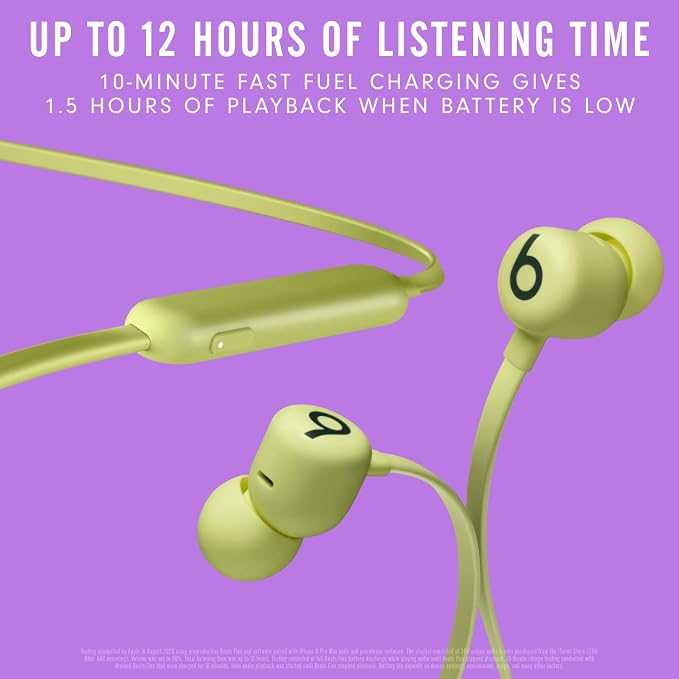 Beats Flex Wireless Earbuds - Apple W1 Headphone Chip, Magnetic Earphones, Class 1 Bluetooth, 12 Hours of Listening Time, Built-in Microphone - Yuzu Yellow - Image 3