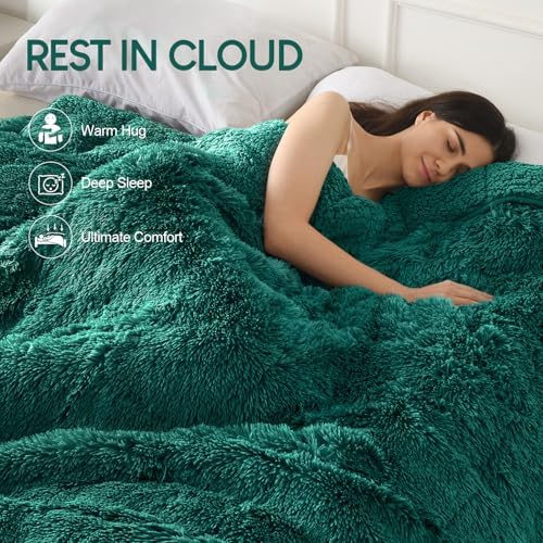Cottonblue Weighted Blanket 15lbs for Twin Bed, Faux Fur Sherpa Weighted Blanket for Adults, Plush Cozy Bed Heavy Blanket for Calm and Relax,Forest Green, 48x72 inches - Image 2
