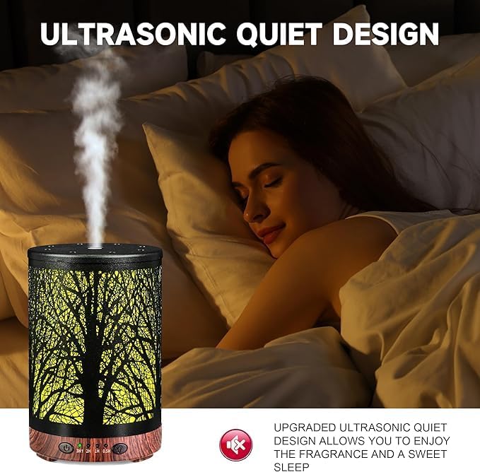 Oil Diffuser with Essential Oils Set, Aromatherapy Diffuser with 7 Color Lights and Auto Shut-Off, Cool Mist Diffuser with 6 Oils Gift Pack for Home Office (Tree with Oils) - Image 5