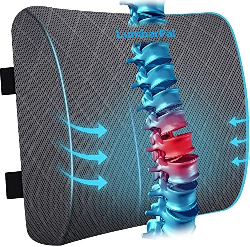 Lumbar Support Pillow for Office Chair, Back Support, Memory Foam, Grey by TushGuardSeatCushonsPillows