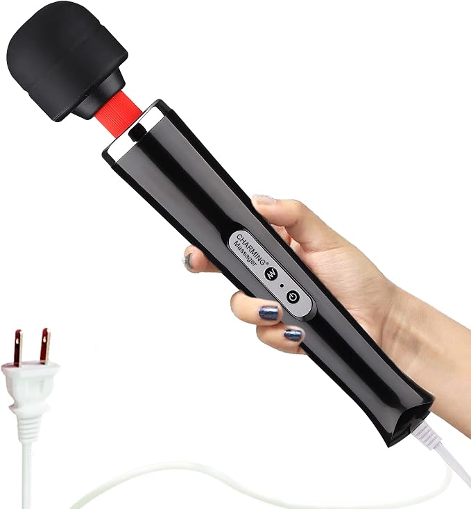 CHARMING Wired Powerful Handheld Massager with Strong 10 Vibrations Back Massage, Personal Therapy Massager for Sports Recovery, Muscle Aches, Full Body Pain (Black) by CHARMING