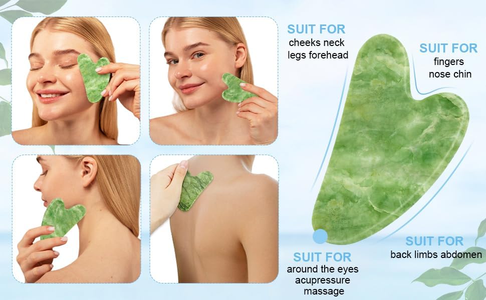 Cooling Natural Jade Face Roller & Gua Sha Tool - Image 5