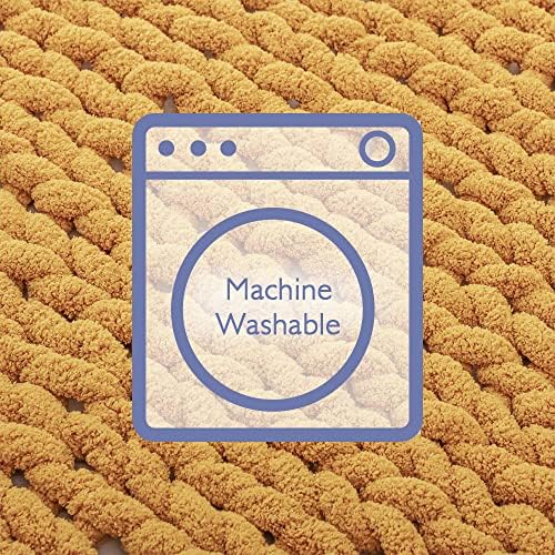 Bigacogo Chunky Knit Throw Blanket for Couch, 40x40 inches, Mustard Yellow - Image 6